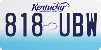 KY license plate 818UBW