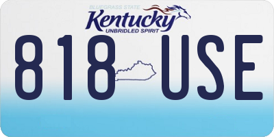 KY license plate 818USE