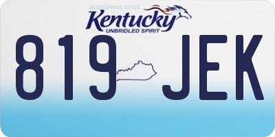 KY license plate 819JEK