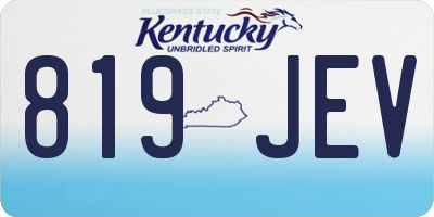 KY license plate 819JEV