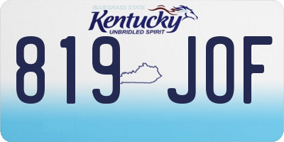 KY license plate 819JOF