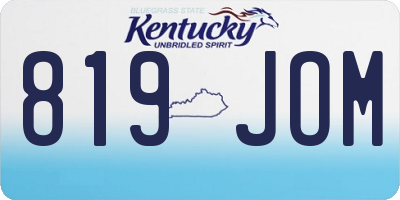 KY license plate 819JOM