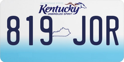 KY license plate 819JOR