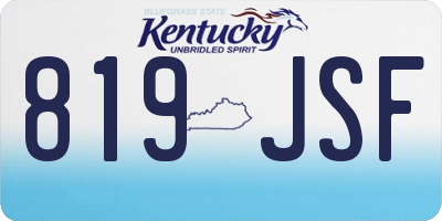 KY license plate 819JSF