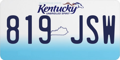 KY license plate 819JSW