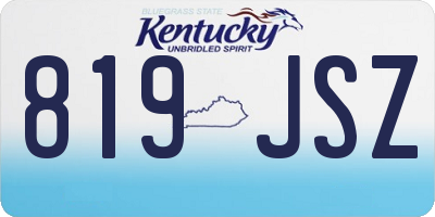 KY license plate 819JSZ