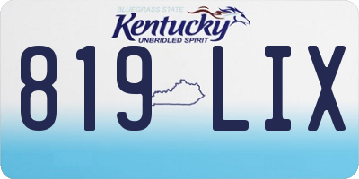 KY license plate 819LIX