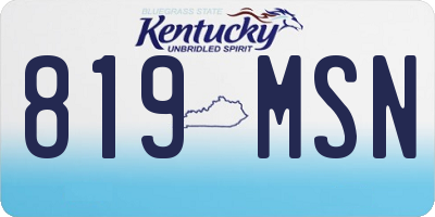 KY license plate 819MSN