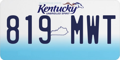 KY license plate 819MWT