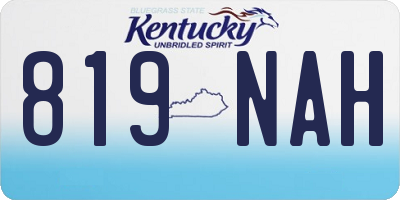 KY license plate 819NAH
