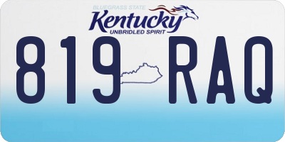 KY license plate 819RAQ
