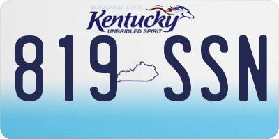 KY license plate 819SSN