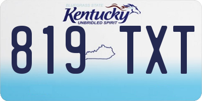 KY license plate 819TXT