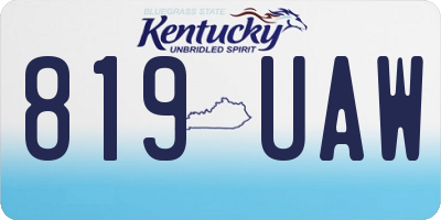 KY license plate 819UAW