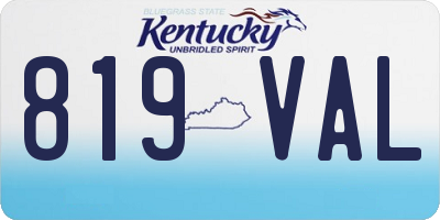 KY license plate 819VAL