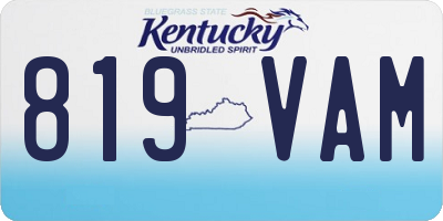 KY license plate 819VAM