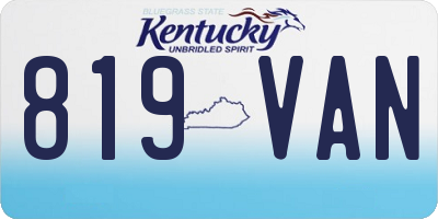 KY license plate 819VAN