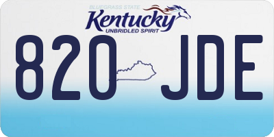 KY license plate 820JDE