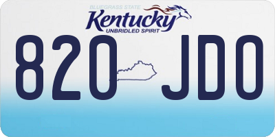 KY license plate 820JDO