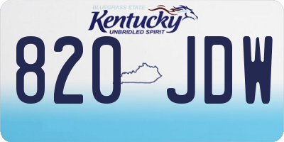 KY license plate 820JDW