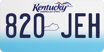 KY license plate 820JEH