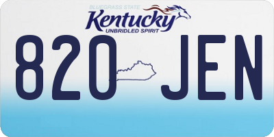 KY license plate 820JEN
