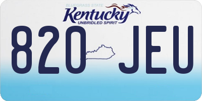 KY license plate 820JEU