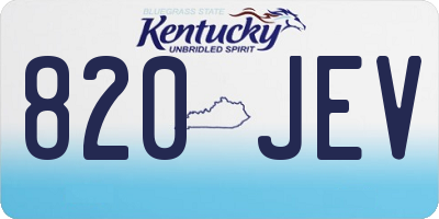 KY license plate 820JEV