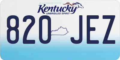 KY license plate 820JEZ