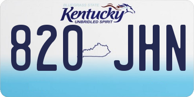 KY license plate 820JHN