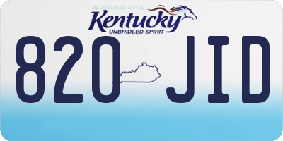 KY license plate 820JID