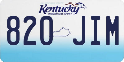 KY license plate 820JIM