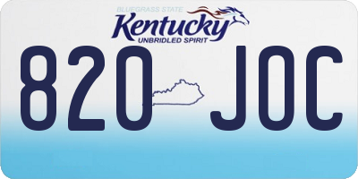 KY license plate 820JOC
