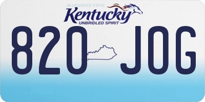 KY license plate 820JOG