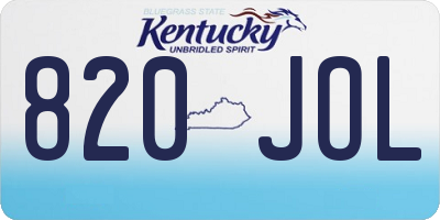KY license plate 820JOL