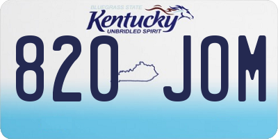 KY license plate 820JOM