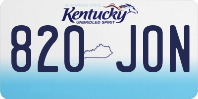 KY license plate 820JON