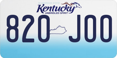 KY license plate 820JOO