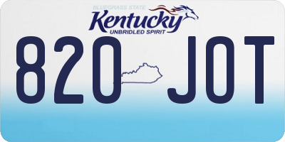KY license plate 820JOT