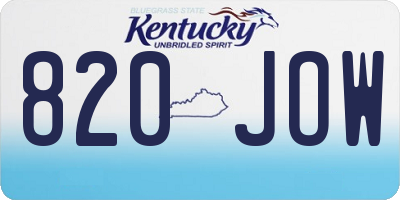 KY license plate 820JOW