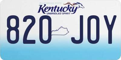 KY license plate 820JOY
