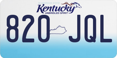 KY license plate 820JQL