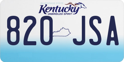 KY license plate 820JSA