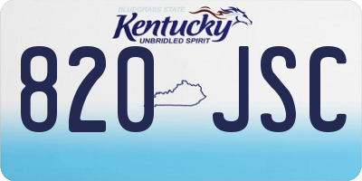 KY license plate 820JSC