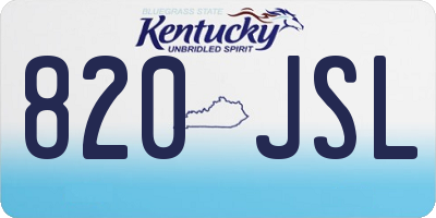 KY license plate 820JSL