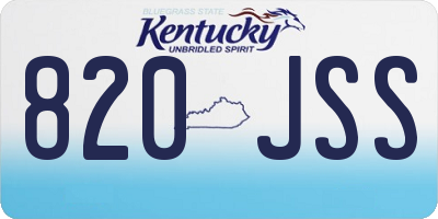 KY license plate 820JSS