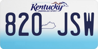 KY license plate 820JSW