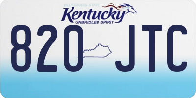 KY license plate 820JTC