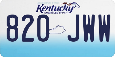KY license plate 820JWW