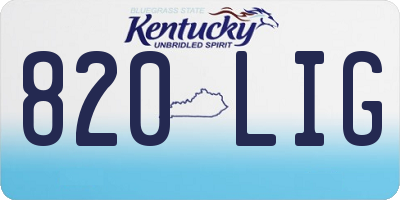 KY license plate 820LIG